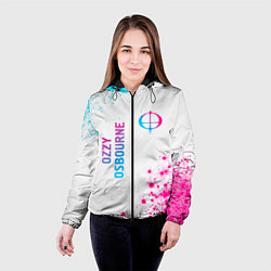 Куртка с капюшоном женская Ozzy Osbourne neon gradient style: надпись, символ, цвет: 3D-черный — фото 2