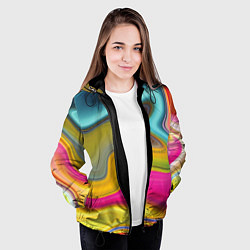 Куртка с капюшоном женская Волны цвета, цвет: 3D-черный — фото 2