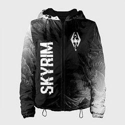 Куртка с капюшоном женская Skyrim glitch на темном фоне: надпись, символ, цвет: 3D-черный