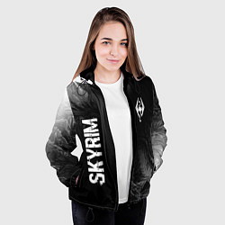 Куртка с капюшоном женская Skyrim glitch на темном фоне: надпись, символ, цвет: 3D-черный — фото 2