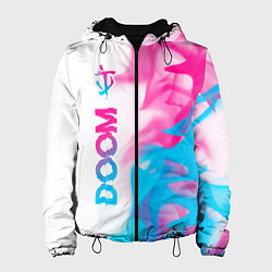 Куртка с капюшоном женская Doom neon gradient style: по-вертикали, цвет: 3D-черный