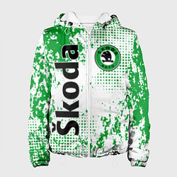 Куртка с капюшоном женская Skoda auto logo, цвет: 3D-белый
