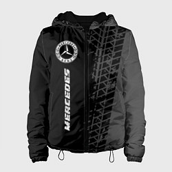 Куртка с капюшоном женская Mercedes speed на темном фоне со следами шин: по-в, цвет: 3D-черный