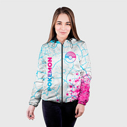 Куртка с капюшоном женская Pokemon neon gradient style: надпись, символ, цвет: 3D-черный — фото 2