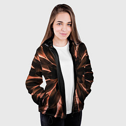 Куртка с капюшоном женская Тёмный цветочный паттерн, цвет: 3D-черный — фото 2