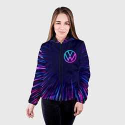 Куртка с капюшоном женская Volkswagen neon speed lines, цвет: 3D-черный — фото 2
