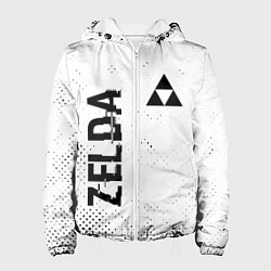 Куртка с капюшоном женская Zelda glitch на светлом фоне: надпись, символ, цвет: 3D-белый