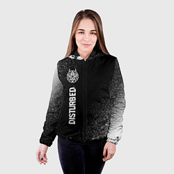 Куртка с капюшоном женская Disturbed glitch на темном фоне: по-вертикали, цвет: 3D-черный — фото 2