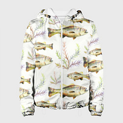 Куртка с капюшоном женская Рыбное семейство, цвет: 3D-белый