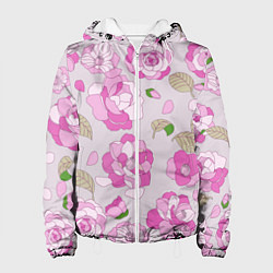 Куртка с капюшоном женская Чудесные пионы, цвет: 3D-белый
