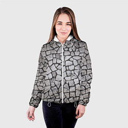 Куртка с капюшоном женская Каменный серый паттерн, цвет: 3D-белый — фото 2