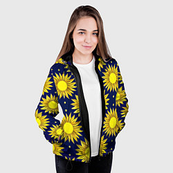 Куртка с капюшоном женская Солнечный паттерн, цвет: 3D-черный — фото 2