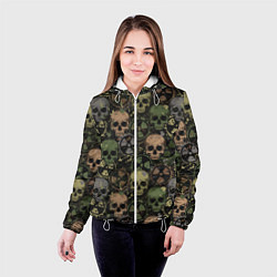 Куртка с капюшоном женская Черепа со знаками радиактивности, цвет: 3D-белый — фото 2