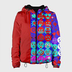 Куртка с капюшоном женская Смайлики для общения, цвет: 3D-черный