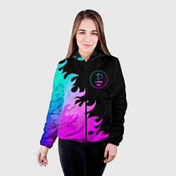Куртка с капюшоном женская Pink Floyd неоновый огонь, цвет: 3D-черный — фото 2
