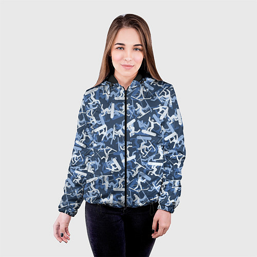 Женская куртка Сноубордист и Лыжник - камуфляж / 3D-Черный – фото 4