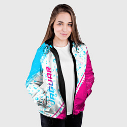Куртка с капюшоном женская Jaguar neon gradient style: надпись, символ, цвет: 3D-черный — фото 2