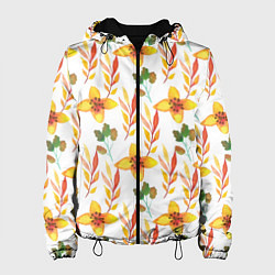 Куртка с капюшоном женская Поляна цветов, цвет: 3D-черный