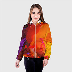Куртка с капюшоном женская Красно-оранжевый камень, цвет: 3D-белый — фото 2