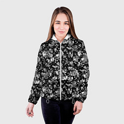 Куртка с капюшоном женская Черно-белый узор в горошек, цвет: 3D-белый — фото 2