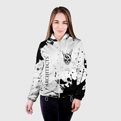 Куртка с капюшоном женская Architects и рок символ на светлом фоне, цвет: 3D-белый — фото 2