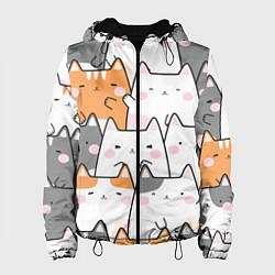 Куртка с капюшоном женская Семья котиков, цвет: 3D-черный