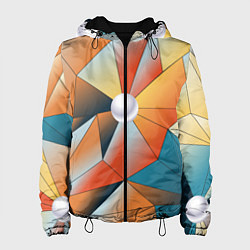 Куртка с капюшоном женская Жемчужина - градиент из полигональных треугольнико, цвет: 3D-черный