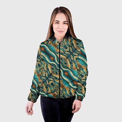 Куртка с капюшоном женская Голубые и оранжевые переливы, цвет: 3D-черный — фото 2