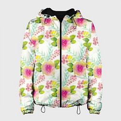 Куртка с капюшоном женская Цветочный настрой, цвет: 3D-черный