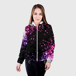 Куртка с капюшоном женская Неоновые звезды - neon, цвет: 3D-белый — фото 2