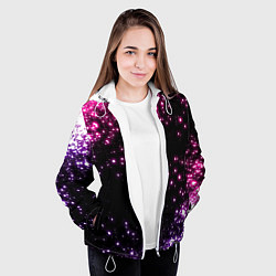 Куртка с капюшоном женская Неоновые звезды - neon, цвет: 3D-белый — фото 2