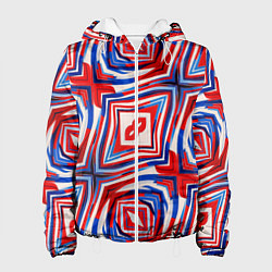 Куртка с капюшоном женская Красная маска абстракция, цвет: 3D-белый