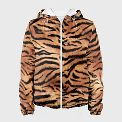 Куртка с капюшоном женская Полосатая шкура тигра, цвет: 3D-белый