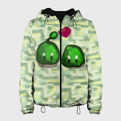 Куртка с капюшоном женская Зеленые слаймы стардью, цвет: 3D-черный