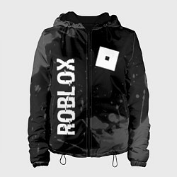 Куртка с капюшоном женская Roblox glitch на темном фоне: надпись, символ, цвет: 3D-черный