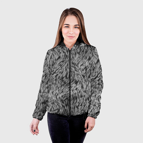 Женская куртка Густой серый мех / 3D-Черный – фото 4