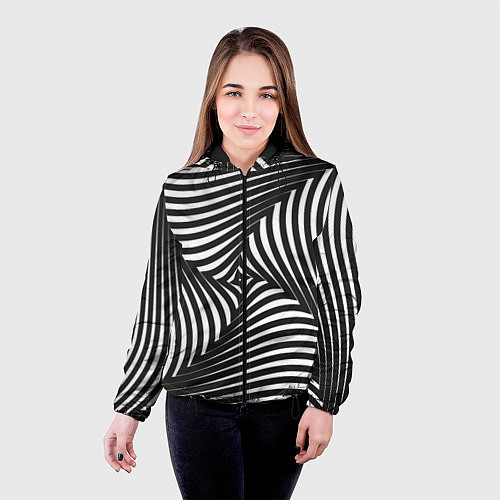 Женская куртка Оптическая иллюзия водоворот / 3D-Черный – фото 4