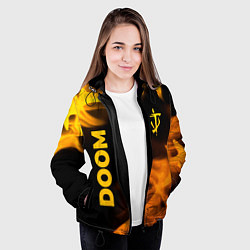 Куртка с капюшоном женская Doom - gold gradient: надпись, символ, цвет: 3D-черный — фото 2