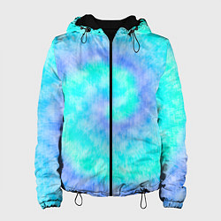 Куртка с капюшоном женская Тай дай морская волна, цвет: 3D-черный