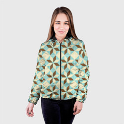 Куртка с капюшоном женская Brown blue pattern, цвет: 3D-черный — фото 2