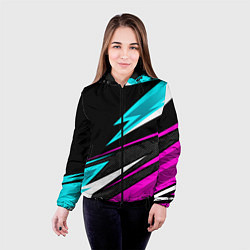 Куртка с капюшоном женская Спорт униформа - неон, цвет: 3D-черный — фото 2