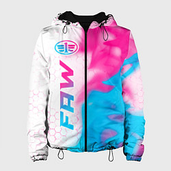 Куртка с капюшоном женская FAW neon gradient style: по-вертикали, цвет: 3D-черный