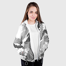 Куртка с капюшоном женская Черно-белая абстрактная картина, цвет: 3D-белый — фото 2