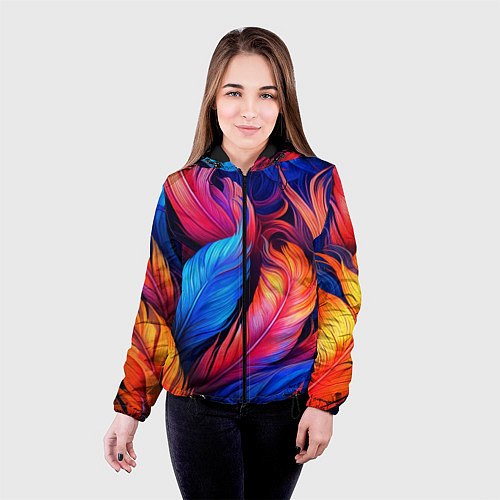 Женская куртка Экзотические перья / 3D-Черный – фото 4