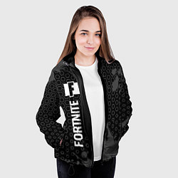 Куртка с капюшоном женская Fortnite glitch на темном фоне: по-вертикали, цвет: 3D-черный — фото 2