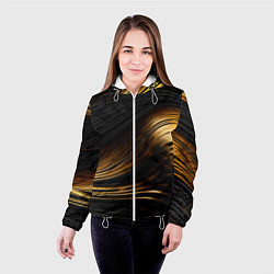 Куртка с капюшоном женская Black gold waves, цвет: 3D-белый — фото 2