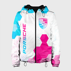 Женская куртка Porsche neon gradient style: надпись, символ
