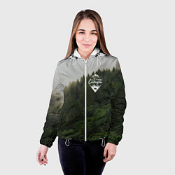 Куртка с капюшоном женская Я из Сибири на фоне леса, цвет: 3D-белый — фото 2