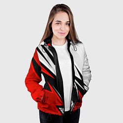 Куртка с капюшоном женская Бело-красная униформа для зала, цвет: 3D-черный — фото 2