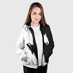 Куртка с капюшоном женская Волк инь ян, цвет: 3D-черный — фото 2